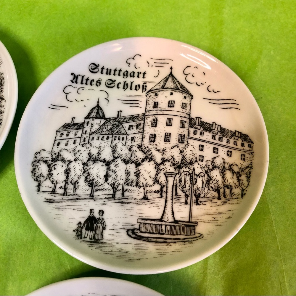 German Souvenir Coaster/trinket dish/tea bag plate Vintage-Lot of 4 - Picture 5 of 9